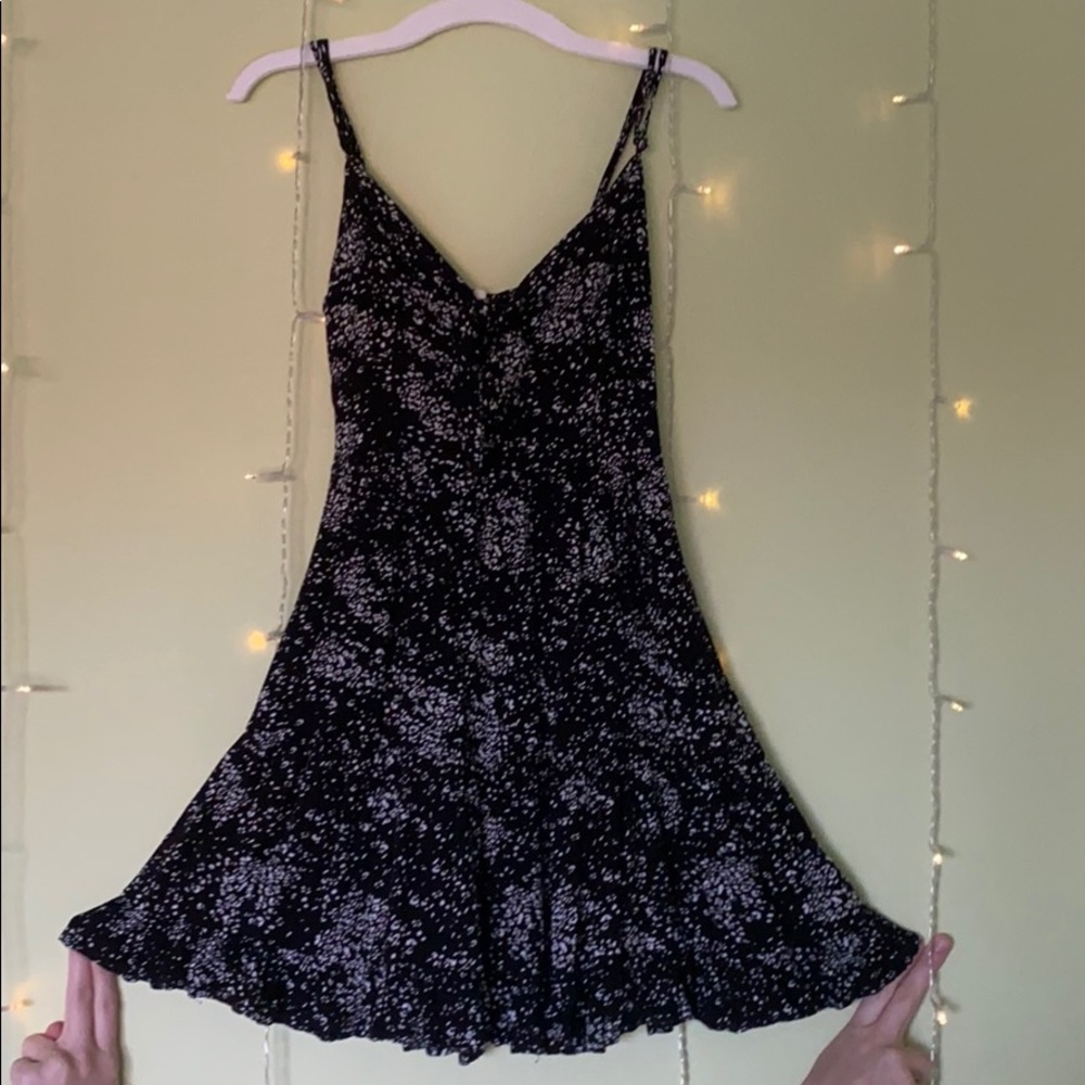 Black dress with white Polka dots and front tie